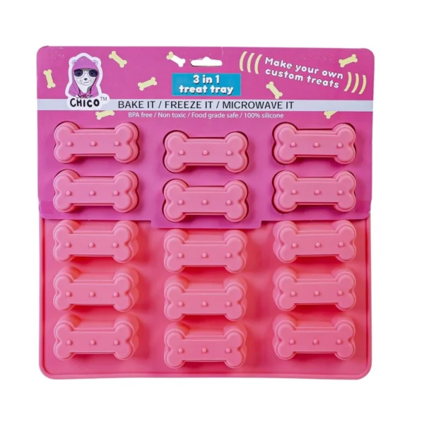 Set of 2 Pet Treat Baking Tray- Freeze, Bake, Microwave (Bones & Paws) - Image 2