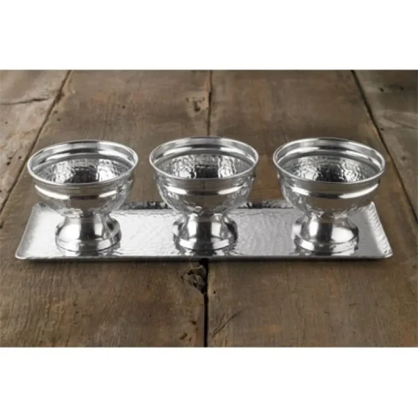 "Hammered Serving Tray With Oblong Bowls" - Image 2