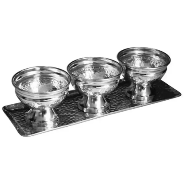 "Hammered Serving Tray With Oblong Bowls" - Image 3