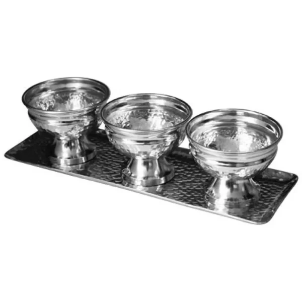 "Hammered Serving Tray With Oblong Bowls" - Image 4