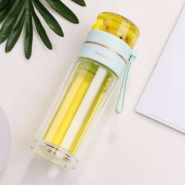 Glass Water Bottle With Tea Infuser Filter Tea Separation Double Wall Glass Bottle Leakproof - Image 2