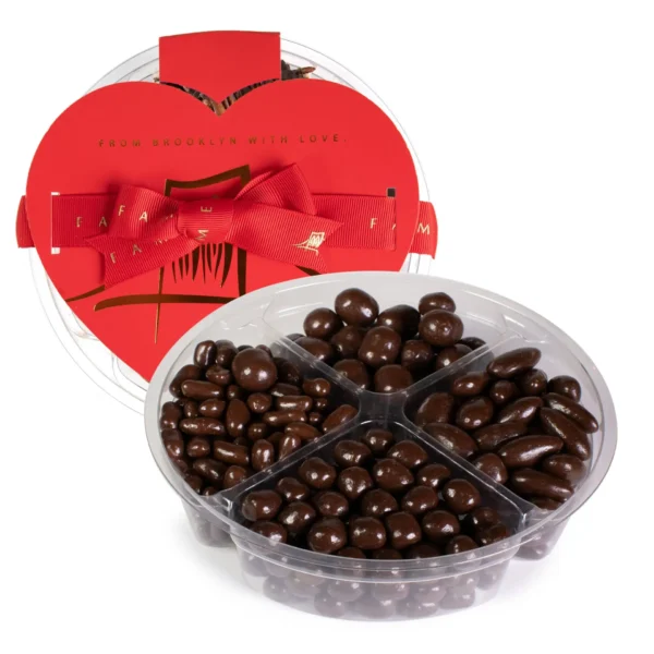 Four Sectional Chocolate Covered Mix, Kosher, Dairy Free.