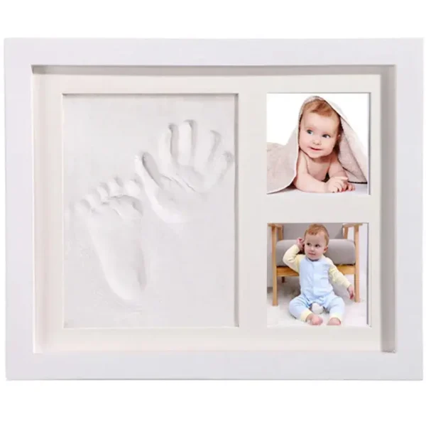 Wooden frame with DIY kit for souvenir footprints in clay Multivariant