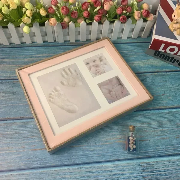 Wooden frame with DIY kit for souvenir footprints in clay Multivariant - Image 7