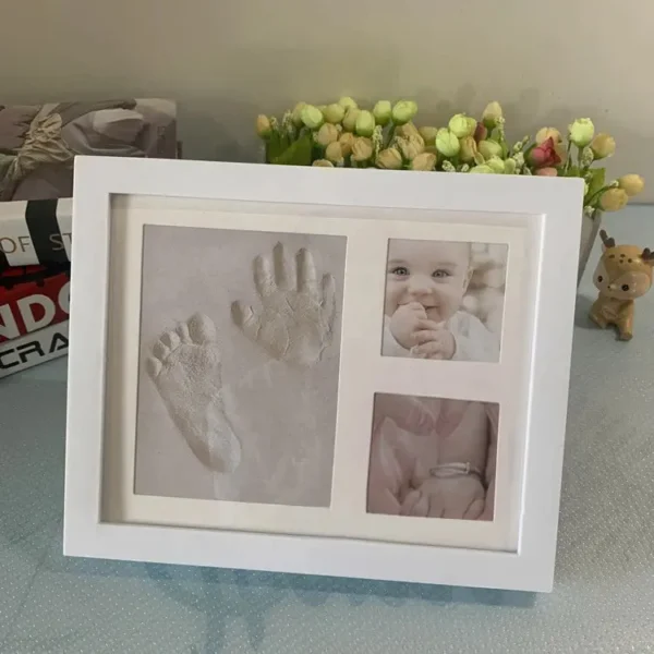 Wooden frame with DIY kit for souvenir footprints in clay Multivariant - Image 8