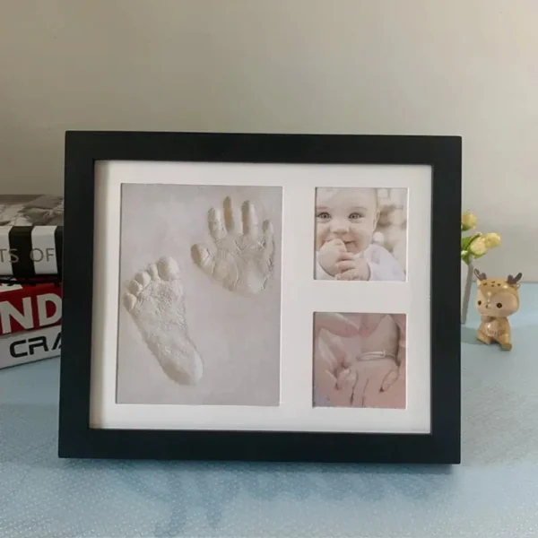 Wooden frame with DIY kit for souvenir footprints in clay Multivariant - Image 9