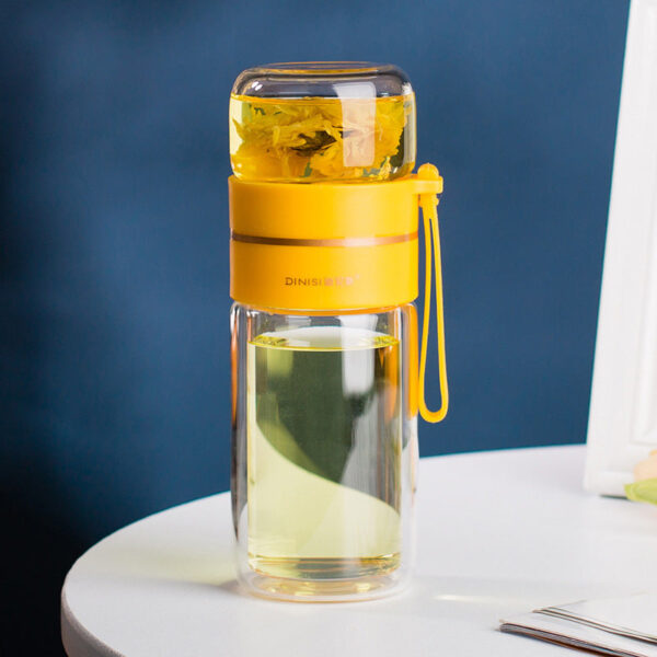 Glass Water Bottle With Tea Infuser Filter Tea Separation Double Wall Glass Bottle Leakproof - Image 4