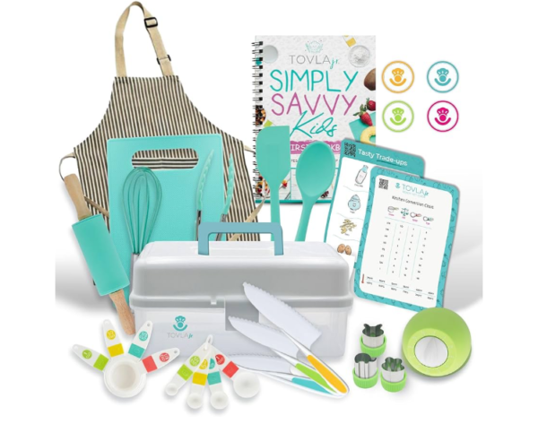 Real Cooking and Baking Gift Set with Cookbook and Storage Case- Complete Cooking Supplies for the Junior Chef