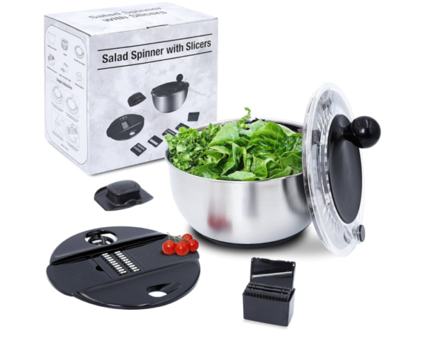 Stainless Steel Salad Spinner Large 5.28Qt